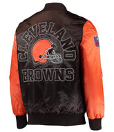 Cleveland Browns Locker Room Throwback Brown and Orange Satin Jacket - jnjjackets